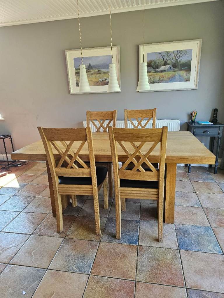 Solid Wood Dining Table with 4 Chairs – Good Condition