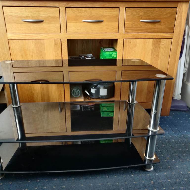 black glass tv stand