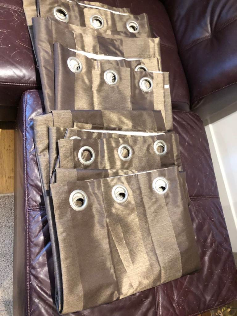 image for Curtain shiny striped 4x 192cm wide, 145cm long, lined