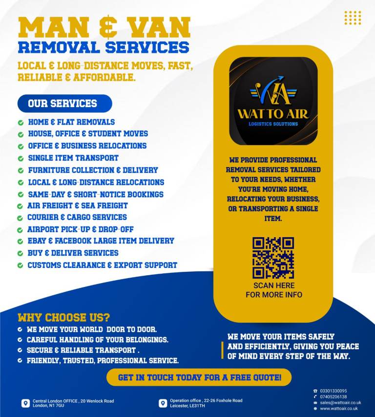 MAN & VAN REMOVAL SERVICES LOCAL & LONG DISTANCE MOVES, FAST, RELIABLE & AFFORDABLE