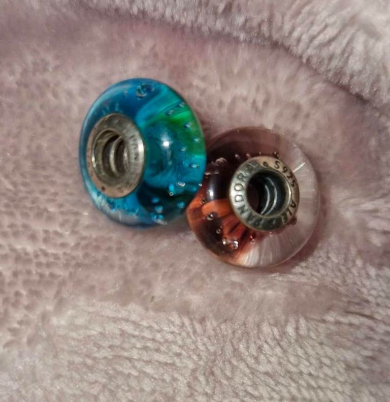 Pandora Glass Charms - Blue and purple, Good Condition