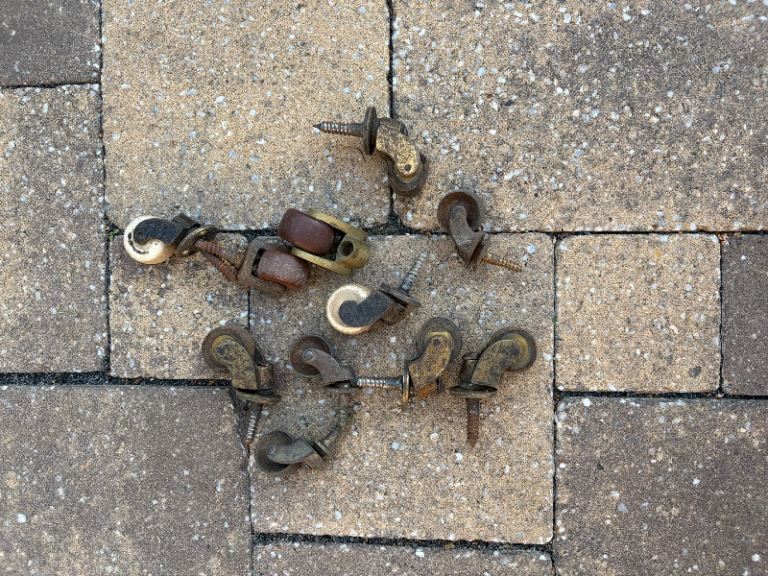 Vintage Brass Castors - Fair Condition