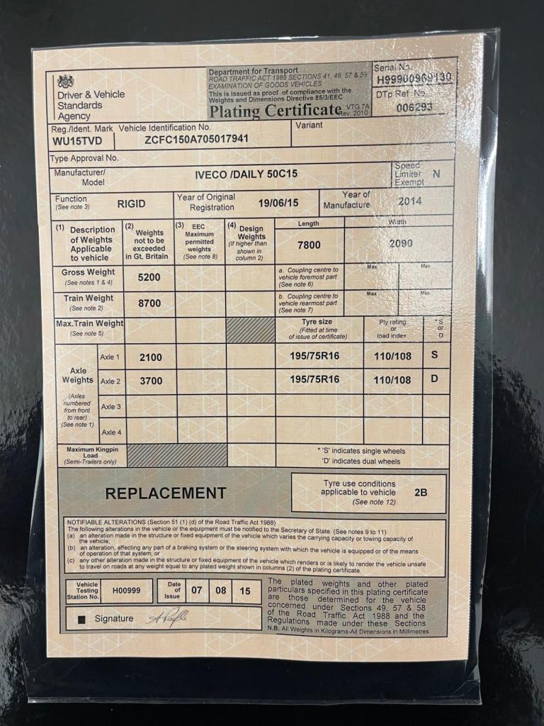 2015 Iveco Daily 50C15D NA Diesel Manual