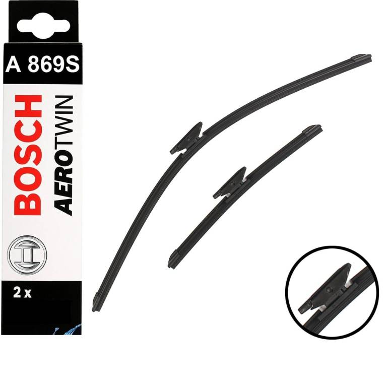 🚗 NEW BOSCH A869S Aerotwin Two Front Car Windscreen Wipers Blade Set Renault Clio Captur RRP £35 