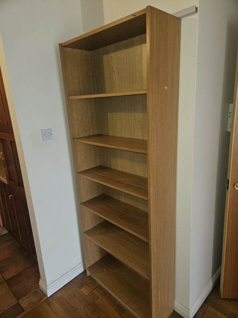 Tall oak wood bookcase 