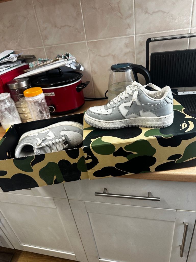 Bape Star Low Grey Trainers with Original Box