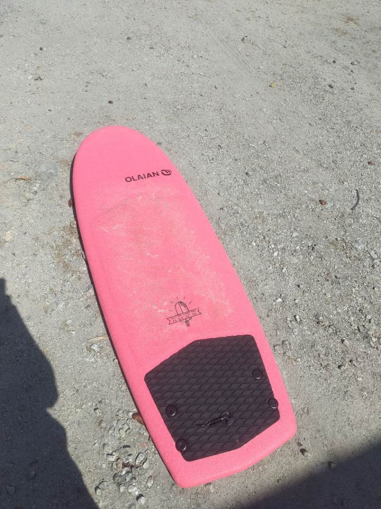 Olaian Pink Soft Top Surfboard with Fins – Fair Condition