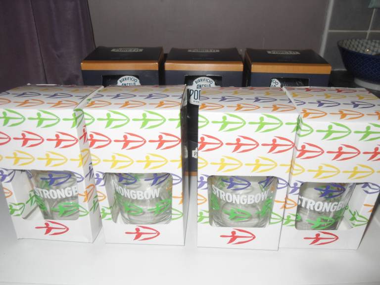 9x Brand New Strongbow, Smirnoff & Angelo Poretti Glasses