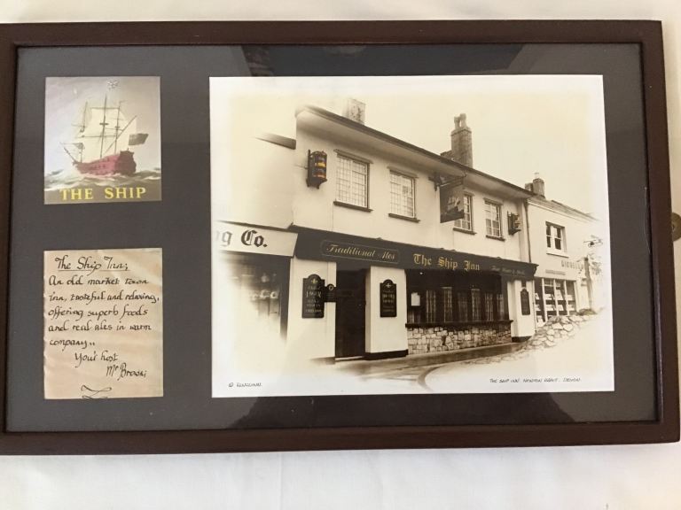 Vintage framed picture of The Ship Inn Newton Abbot Devon