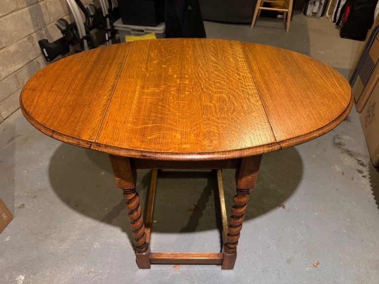 For Sale: Antique Solid Oak Oval Coffee Table (Folding)