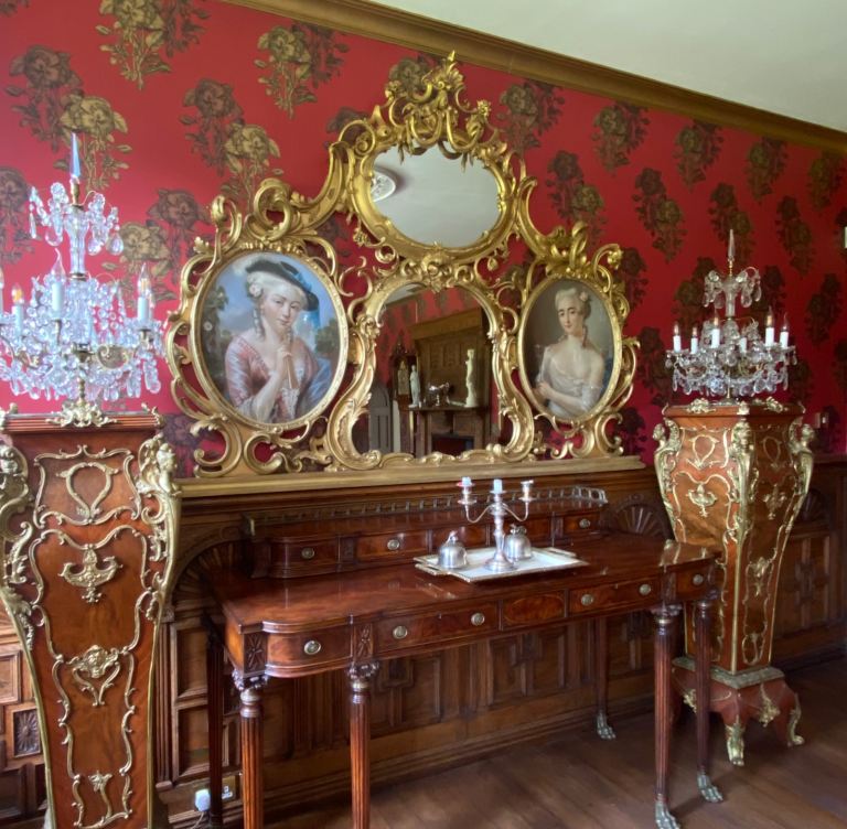 Pair crystal droplet lamps 6 light Victorian VGC