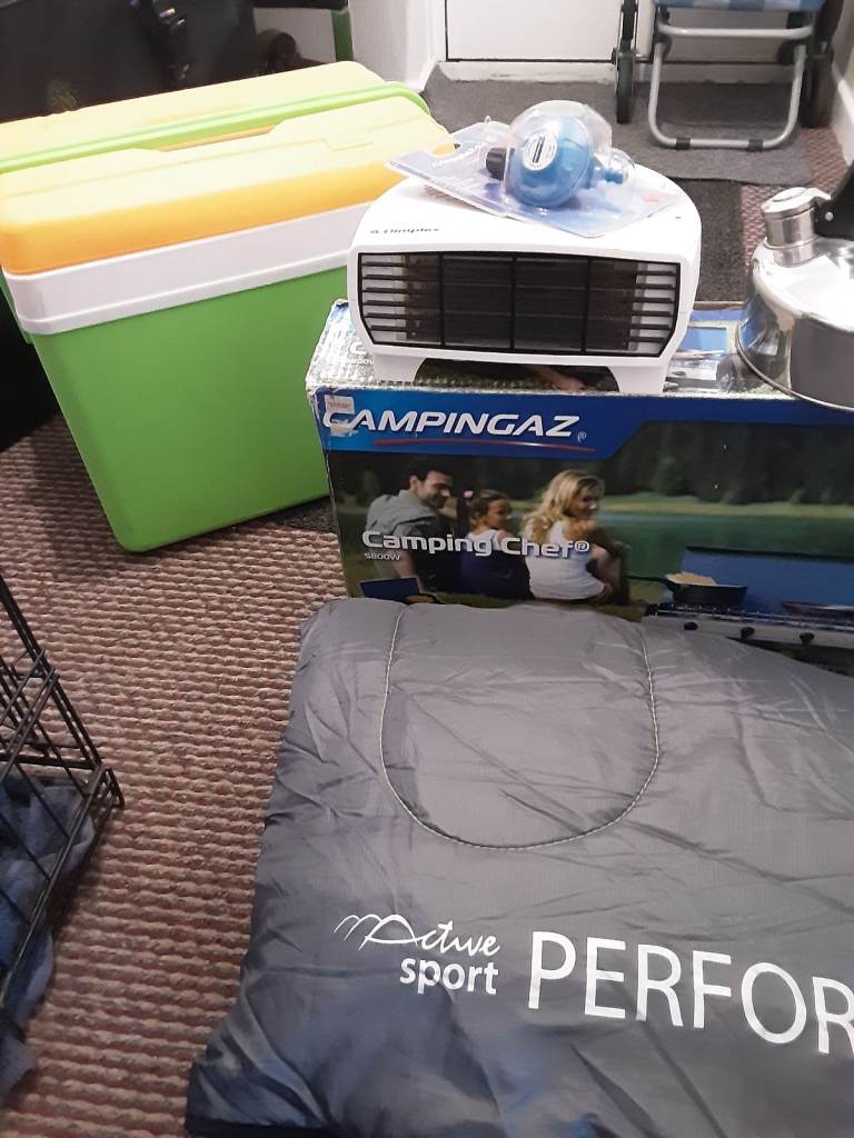 Camping Gear Bundle – Sleeping Bag, Cooler, Heater new gas cook in box 
