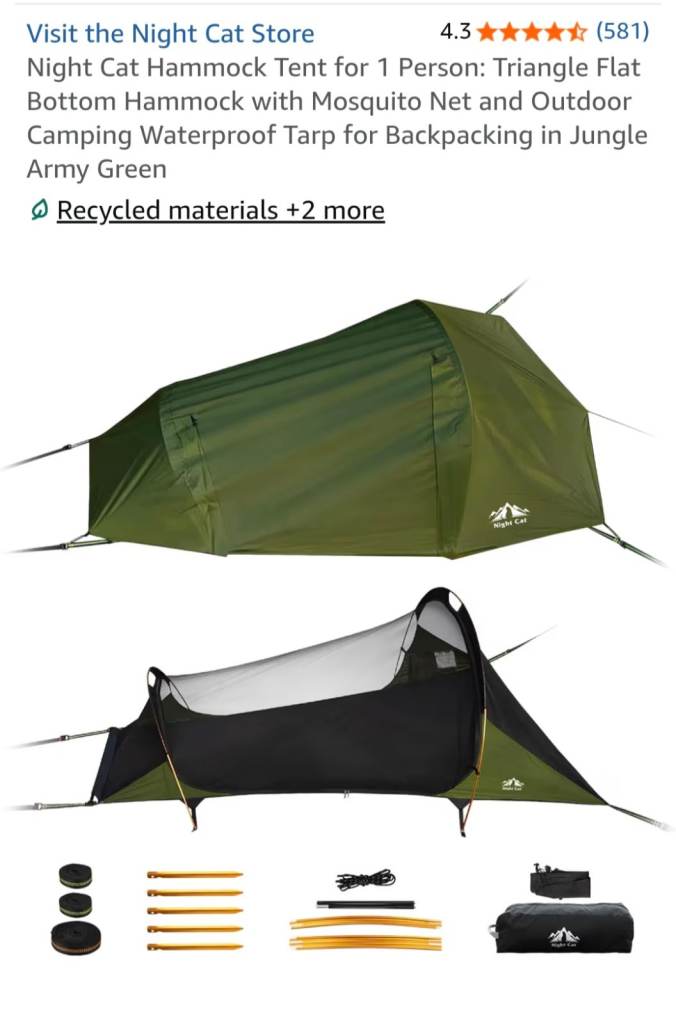 Layflat hammock tent 