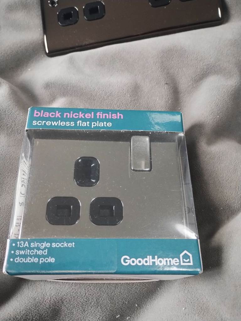 B&Q dark nickel finish electrical socket