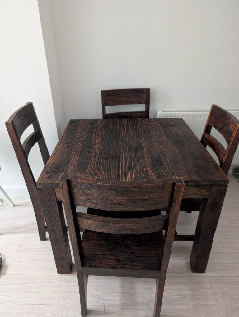 Solid Wood Dining Table With 4 Chairs