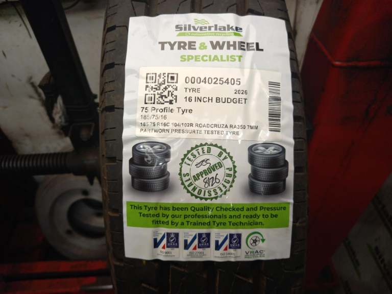 185 75 R16c 104/102r Roadcruza Ra350 7mm Partworn Pressure Tested Tyre