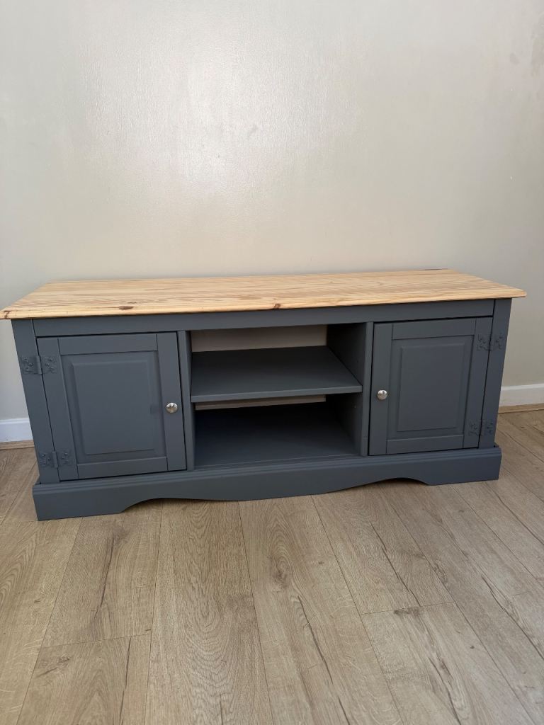 Pine and dark grey tv unit 