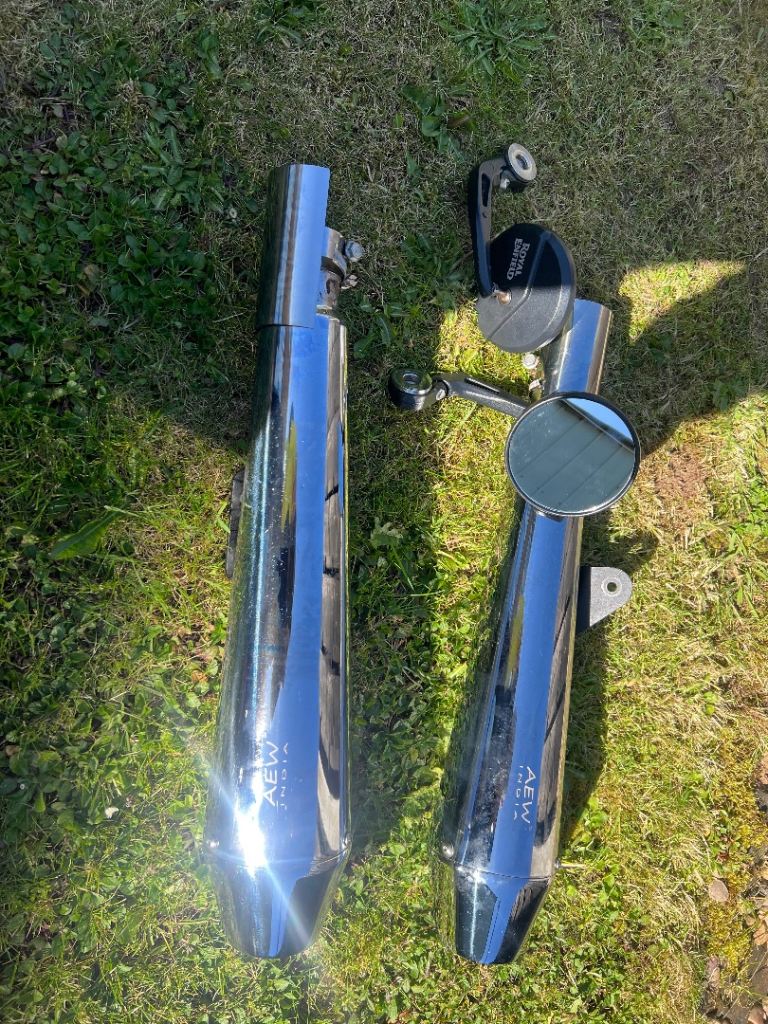 Royal Enfield end cans and mirrors 