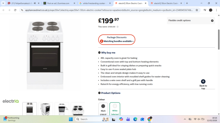 Electric freestanding oven    good working order and clean