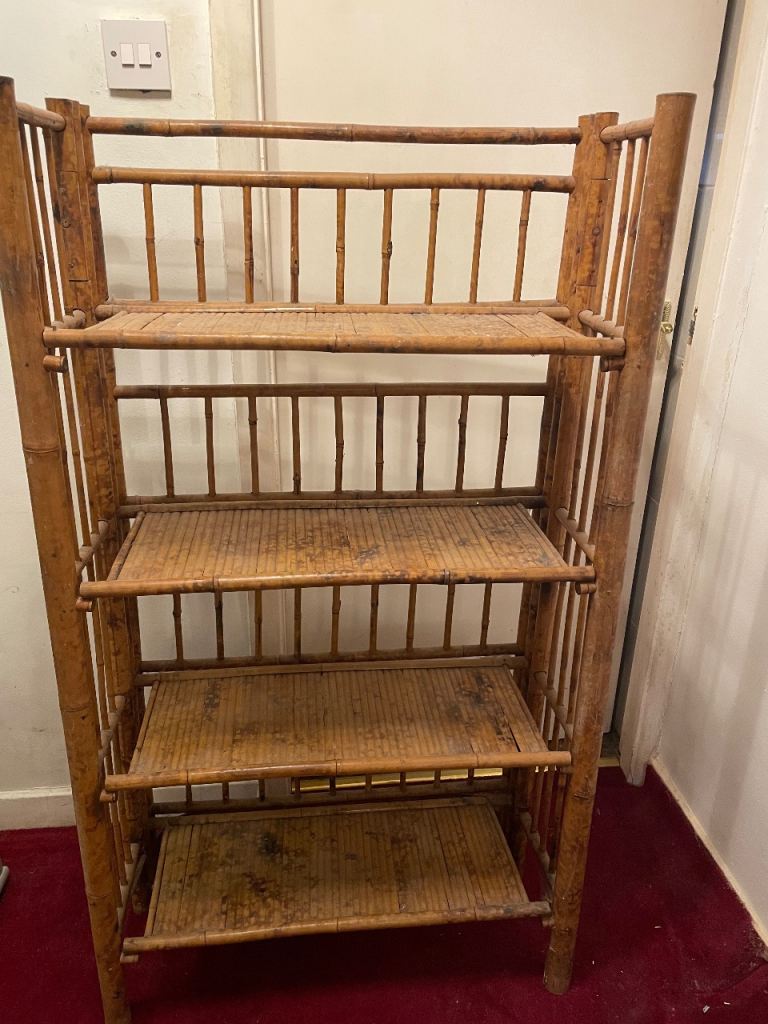 Vintage Bamboo Bookshelf / Display Unit