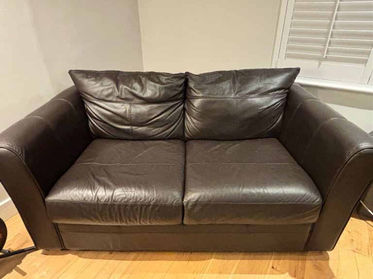 Brown Leather Suite of Furniture (two sofas, one chair) COLLECTION ONLY