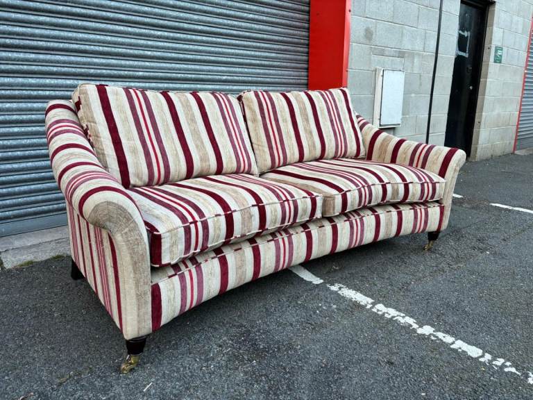 Striped Pattern Fabric 3 Seater Sofa 