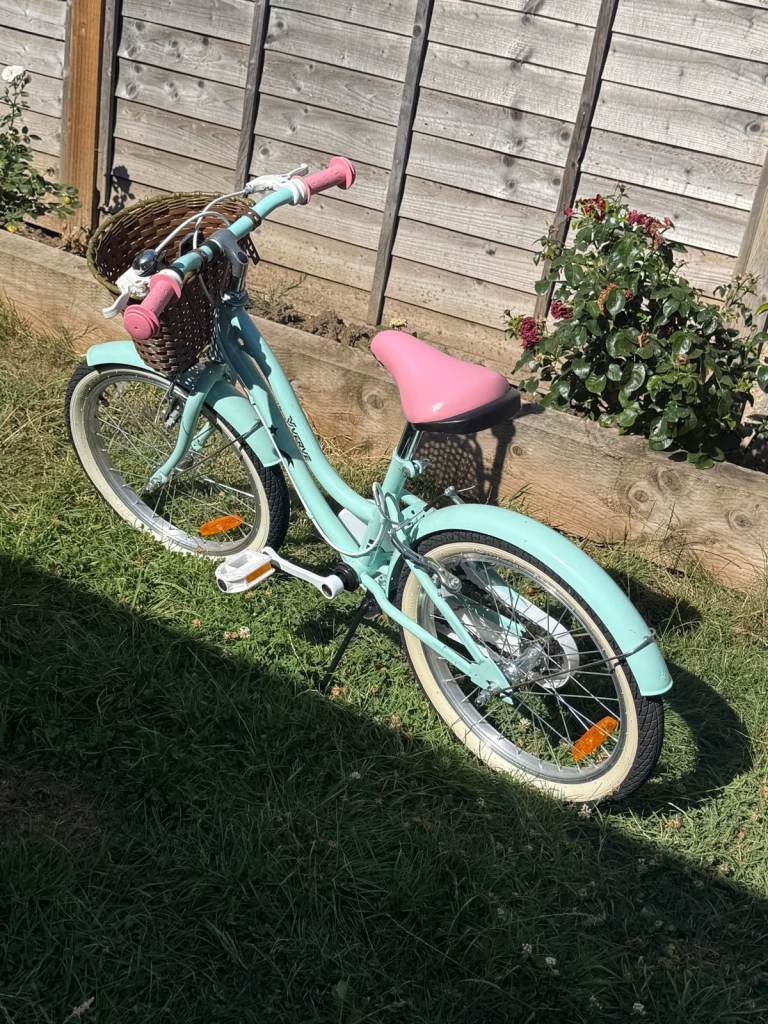 Kids Bike - Light Blue with Pink Seat and Basket