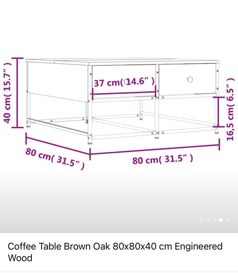 Coffee Table - Brown Oak - 80x80x40 cm - Engineered Wood