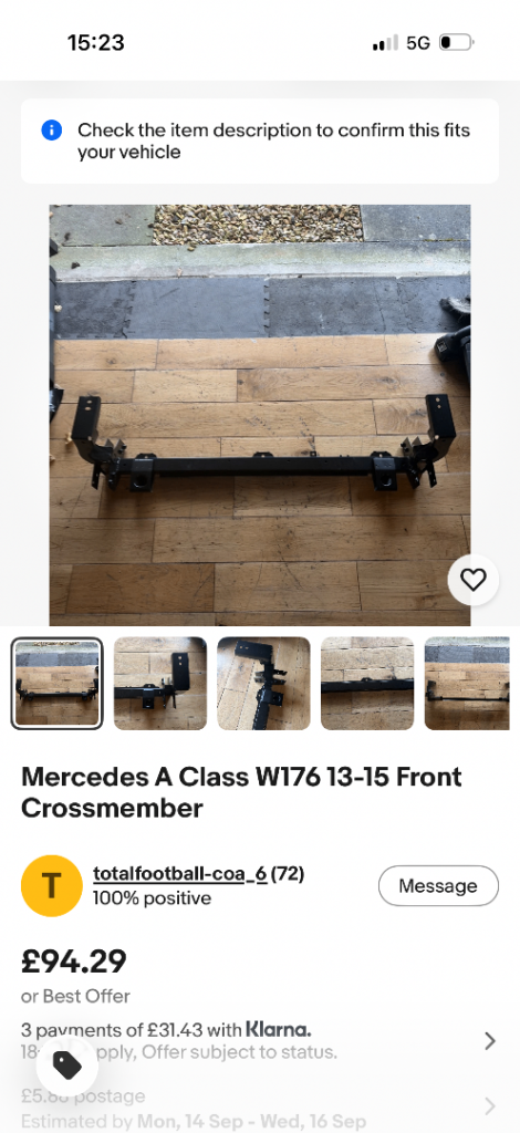 Mercedes A class W176 13-15 crossmember 