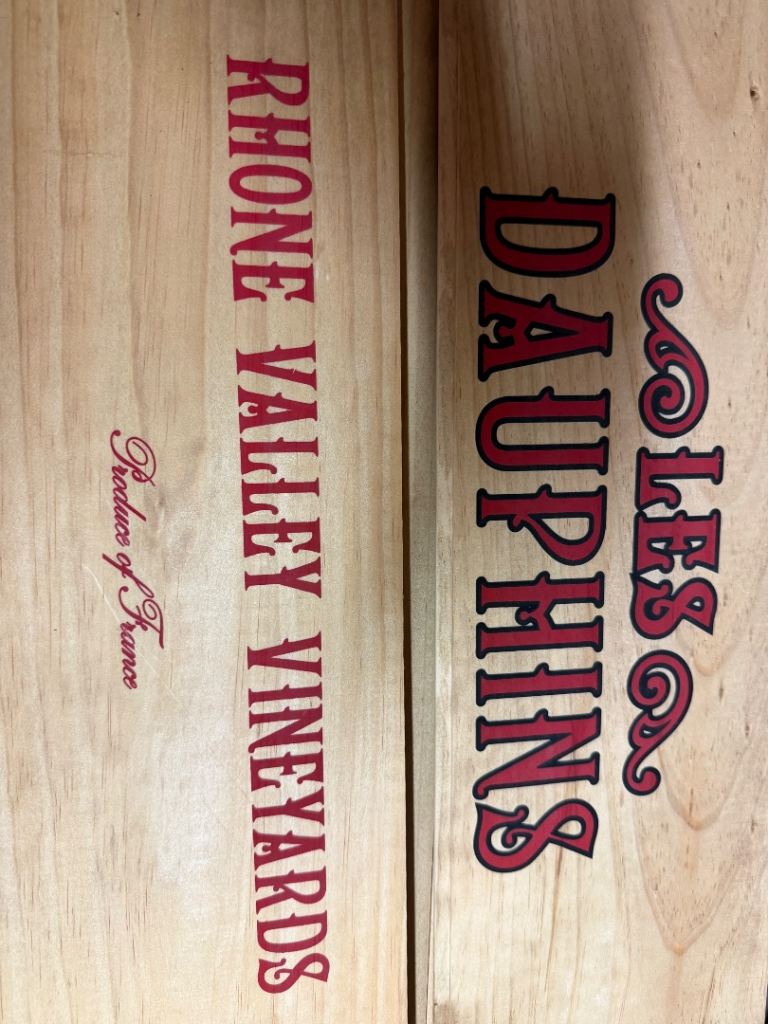 Wooden Wine Box – Les Dauphins Rhone Valley Vineyards