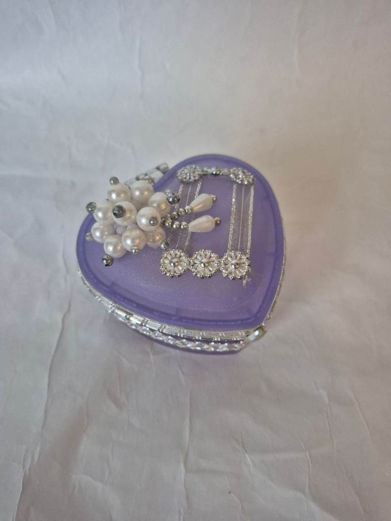Small Purple Silver Decorated Trinket box