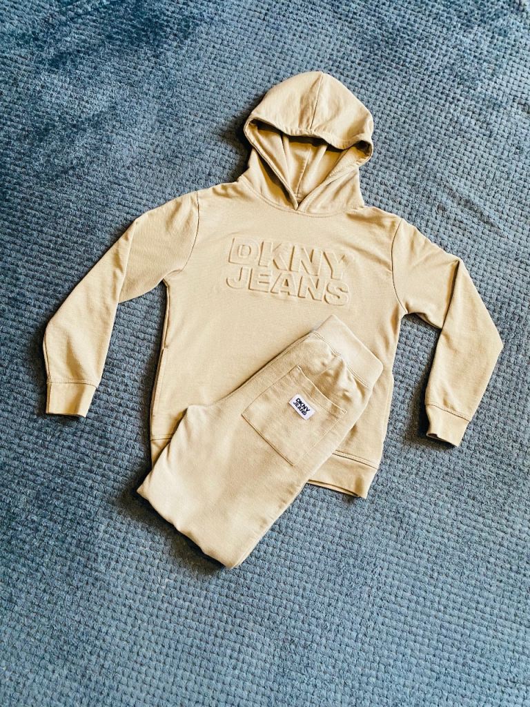 DKNY Jeans Kids Tracksuit – Beige Hoodie and Joggers, Good Condition
