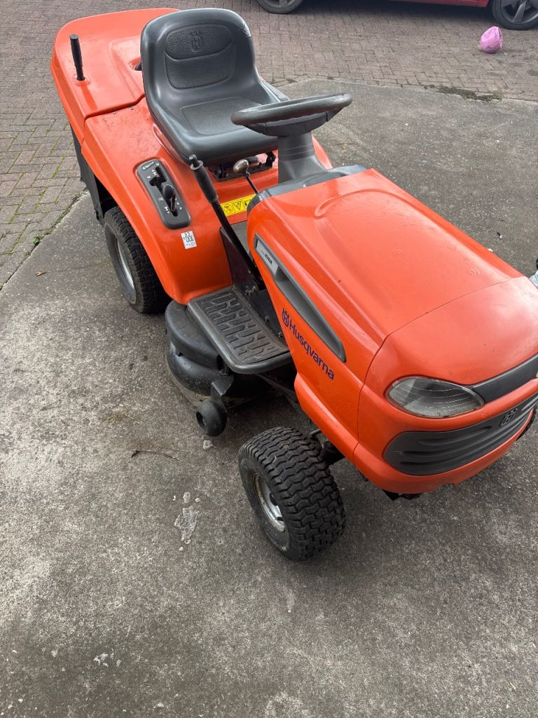 Husqvarna Ride-On Lawn Mower – Orange, Good Condition