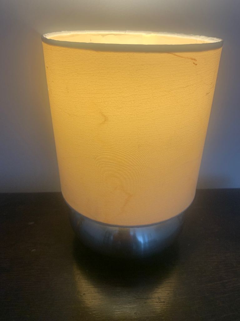 Modern retro Table Lamp with White Shade and Silver Base