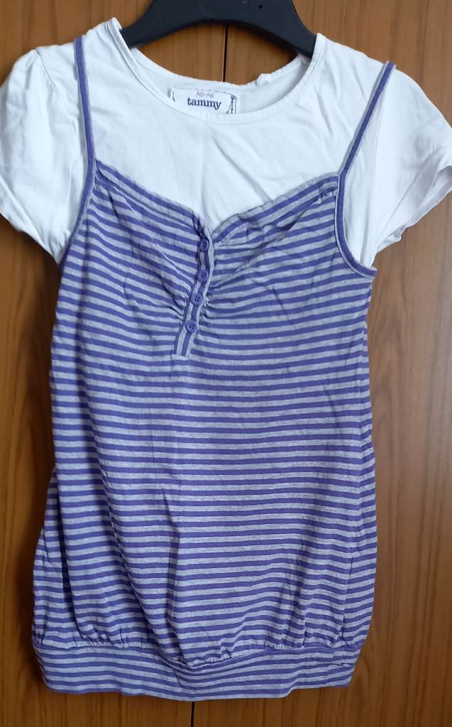  One Piece White Top WithPurple & Grey Attached Top 10 -11 Years