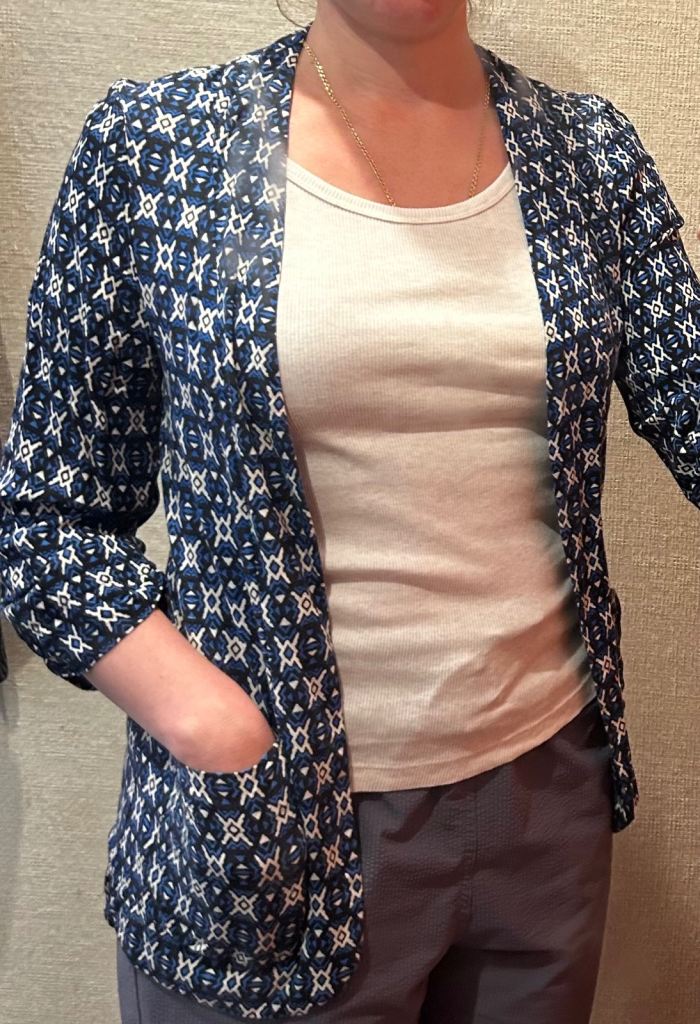 New Look Blue Patterned Cardigan - Size 10, Good Condition