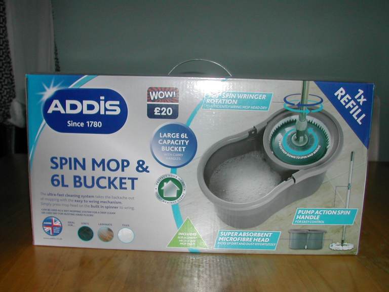 ADDIS SPIN MOP & 6L BUCKET - BRAND NEW IN BOX