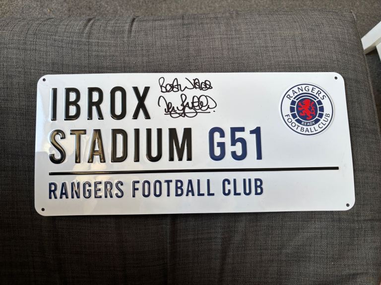 Glasgow Rangers FC Terry Butcher Hand signed street sign 