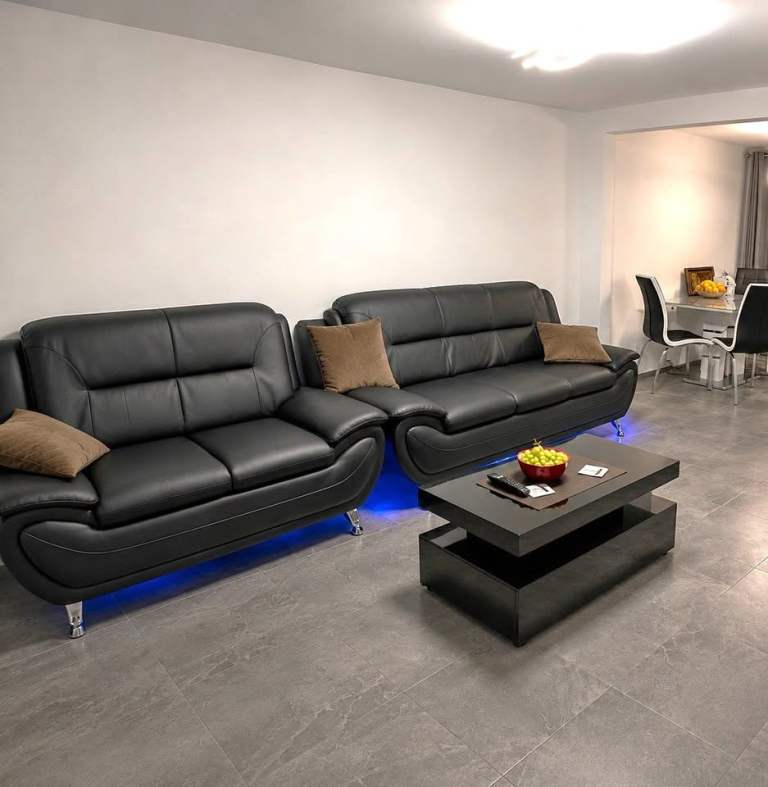 Premium Black Leather Recliner Sofa Set | Brand New Living Room Suites + Free Delivery