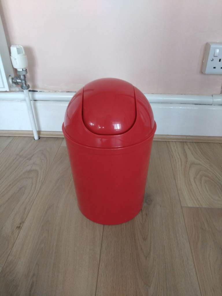 Small Red swing lid bin