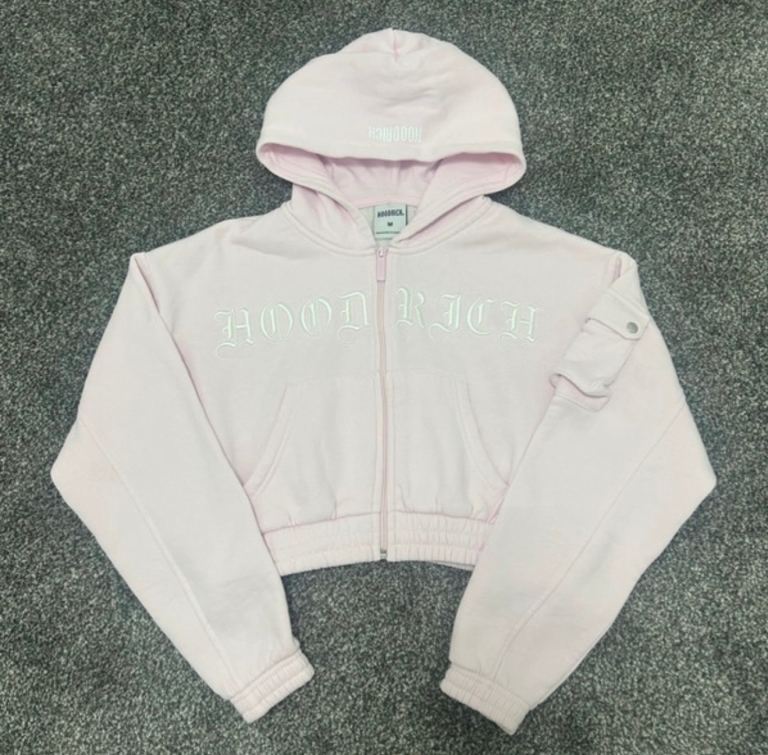 Women’s Pink Hoodrich Cropped Zipper Hoodie
