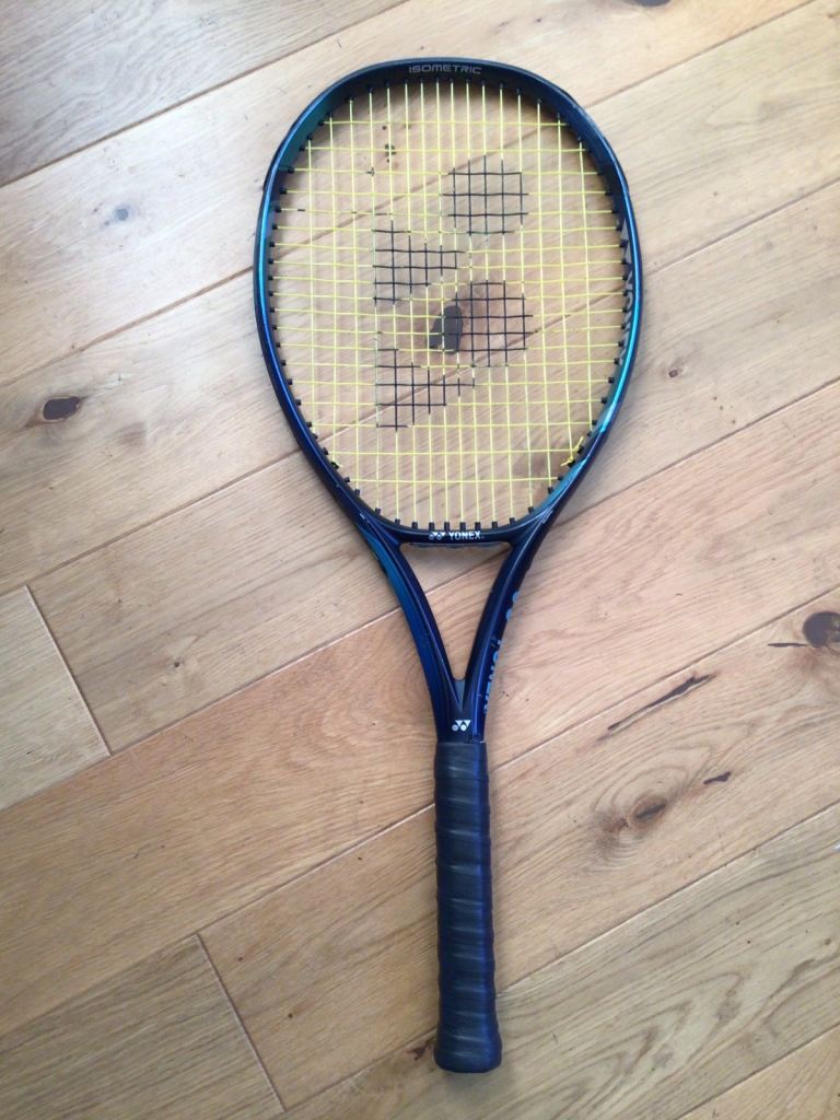 Yonex EZone 100 Tennis Racket. Grip 2. New Babolat RPM Hurricane Restring 