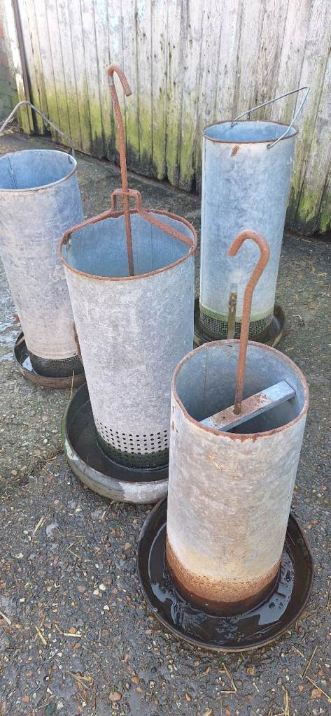 Metal old fashioned chicken water/feeders. Offers welcome.