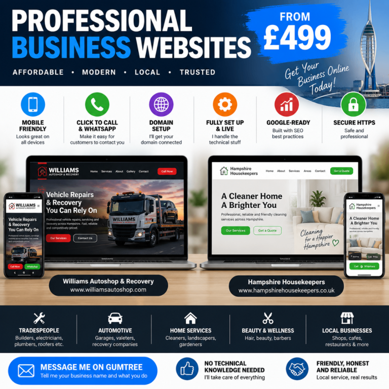 Professional Websites for Small Businesses – From £499