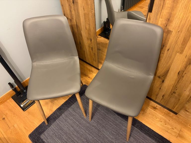 2 grey dining chairs 