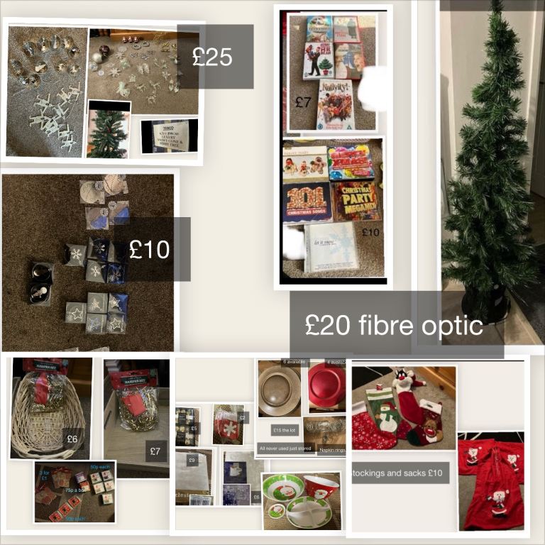 image for Christmas stuff- tree, decorations, plate chargers, table cloths and more 