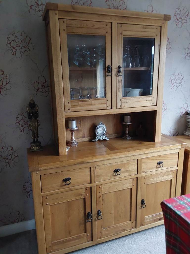 Rustic oak wall unit