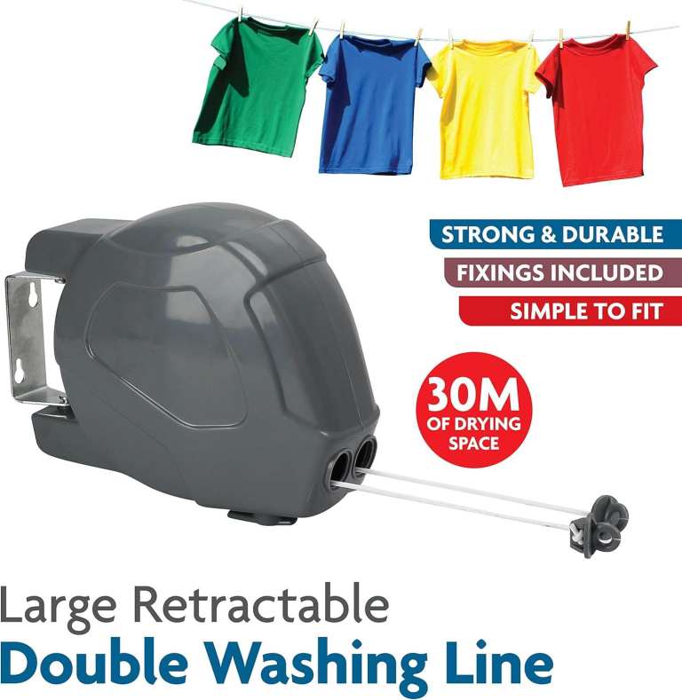 ⭐New 30M Retractable Double Rope Washing Line, Adjustable Retractable Clothes Line