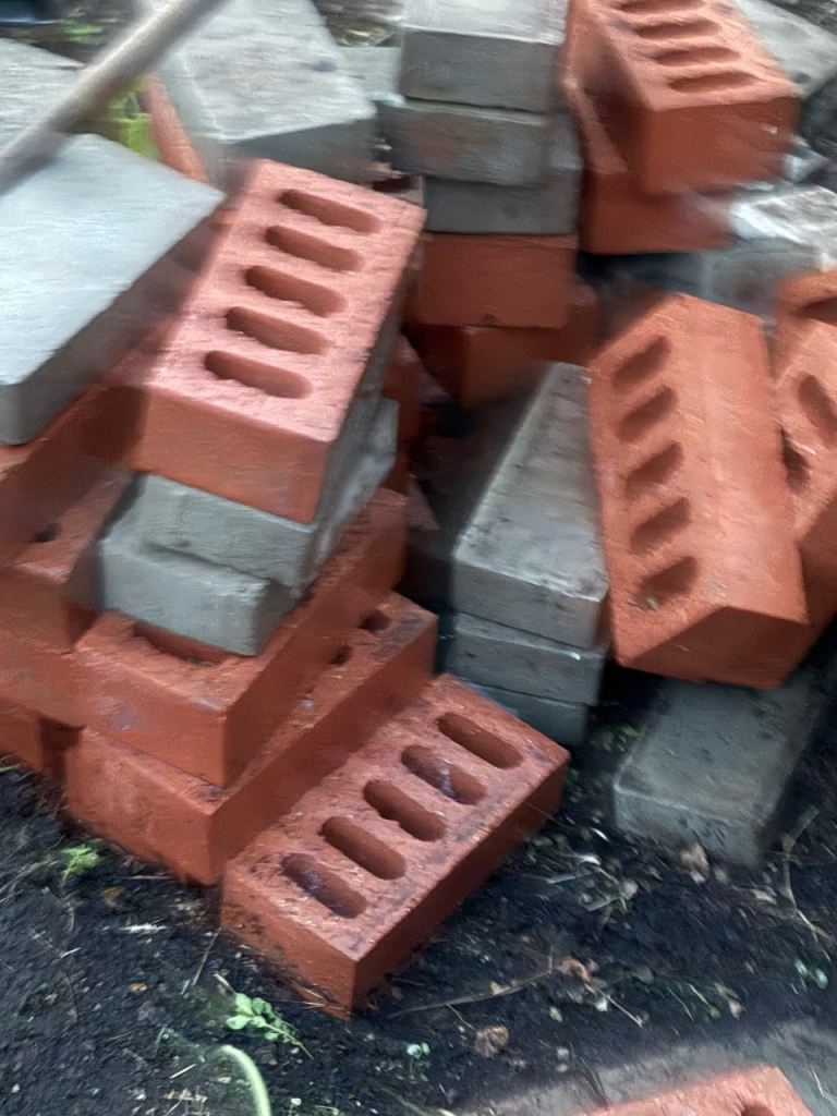 Red Bricks and Grey Pavers for Garden or Building Work