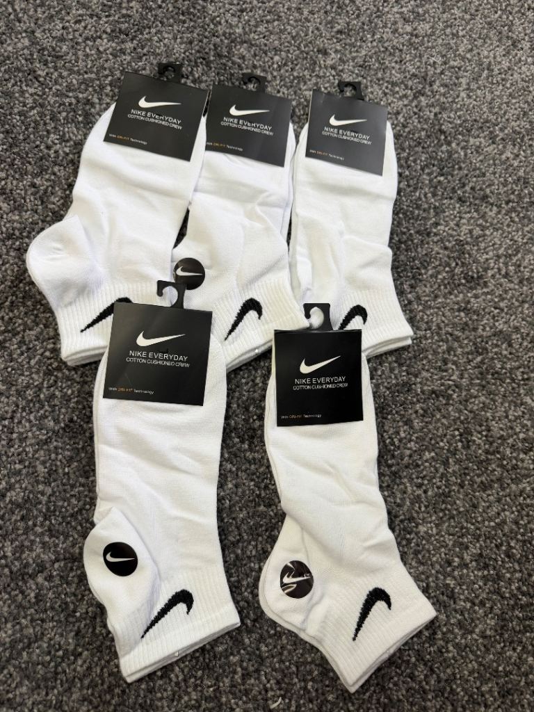 New Nike Everyday Cotton Cushioned Socks - White, 6 Pairs